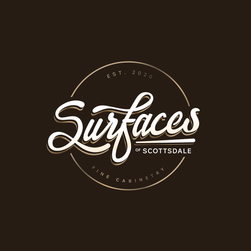 Logo with the title 'Custom typography for Surfaces of Scottsdale'
