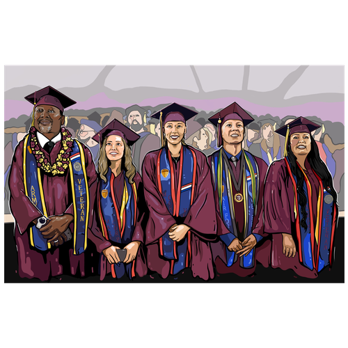 Graphic illustration artwork with the title 'Portrait Illustration Design '