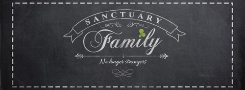 Chalkboard design with the title 'Vintage chalkboard script with logo for young families group'