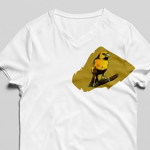 Bird t-shirt with the title 'yellow bird'