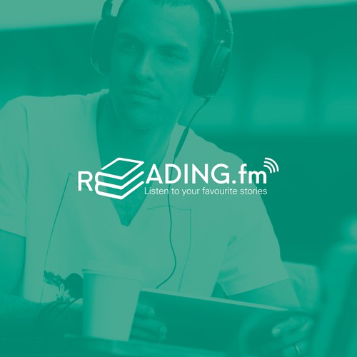 Reading logo with the title 'Un lettering unico che rappresenta l'attività dell'audio libri'