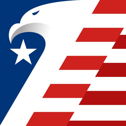 Patriot logo with the title 'eagle + flag + nation'