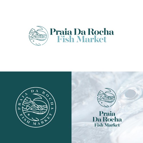 Seafood design with the title 'Praia da Rocha Fish Market'