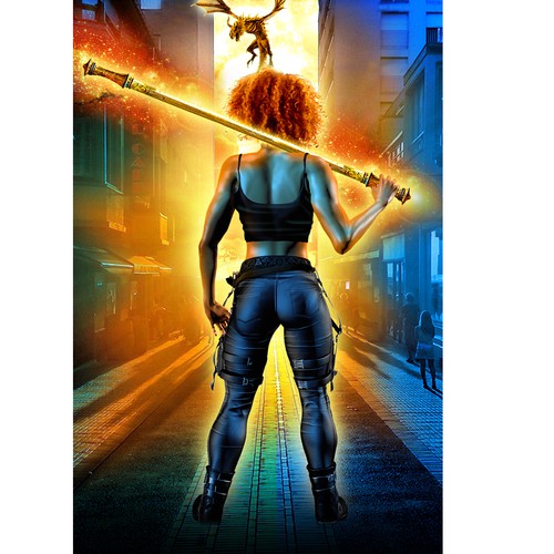 Rebel design with the title 'Fantasy female warrior'