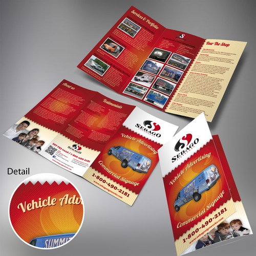 Print design with the title 'Create the next brochure design for Sebago Signworks'