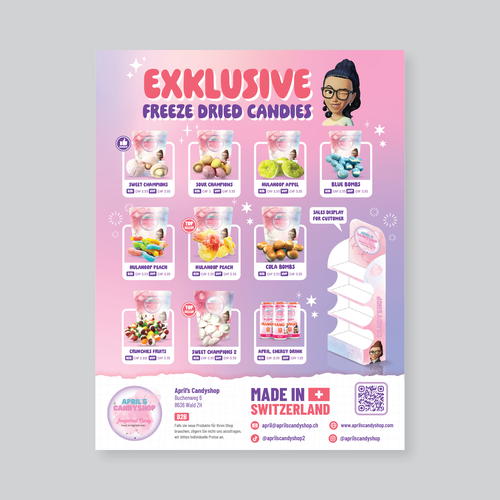 Swiss design with the title 'Brochure for Candy Shop'