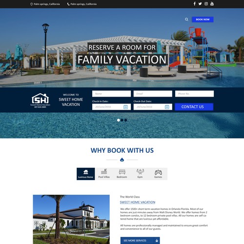 Hotel website with the title 'Web Page Design for Hotel/Resort'