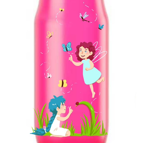 Butterfly artwork with the title 'Drinking bottle design for kids'