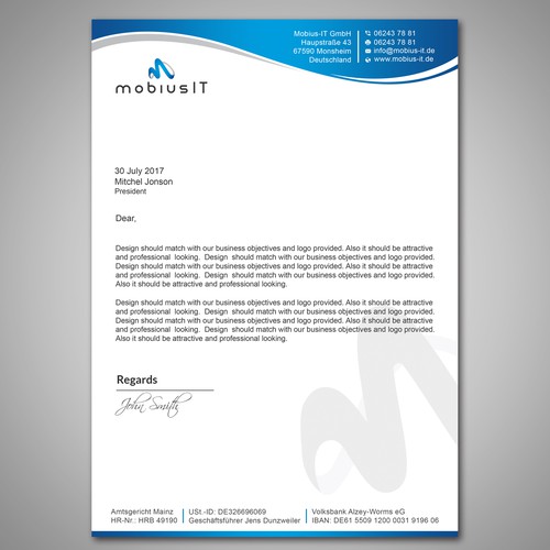 Letterhead design with the title 'Letterhead Design'
