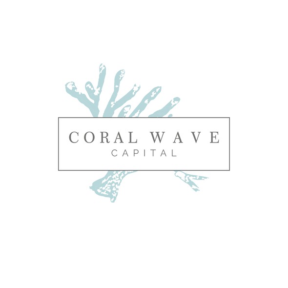 Tropical island logo with the title 'Coral Wave Logo Design'