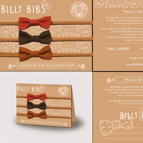 Fashion packaging with the title 'Design a typography style packaging look for set of bows'