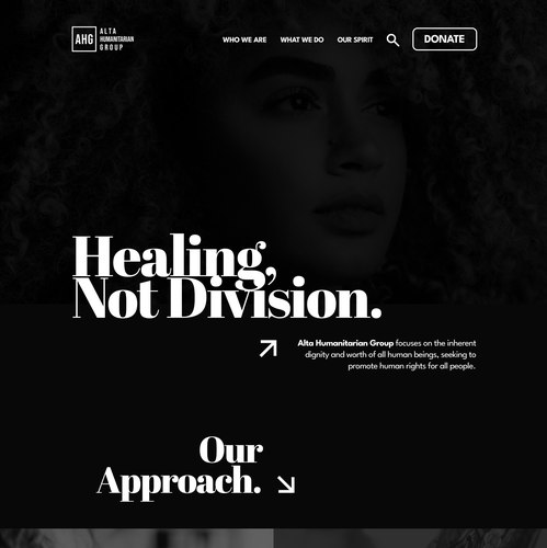 Black and white website with the title 'Black and white website design for non-profit organization'