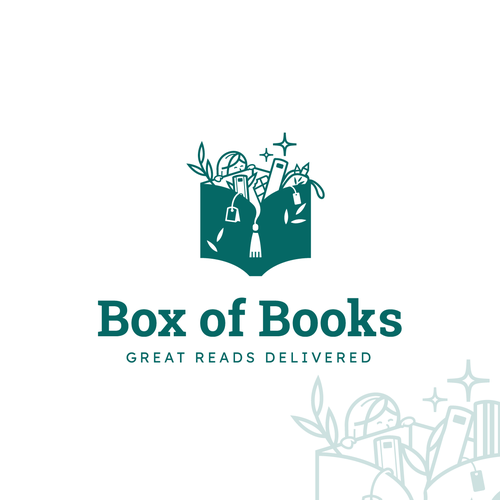 Bookstore logo with the title 'Box of Books Logo Design'
