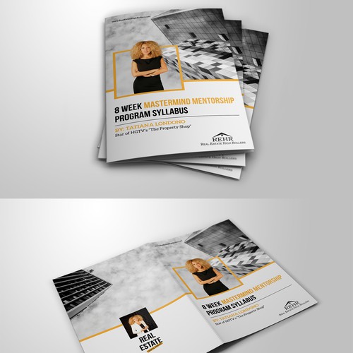 Yellow and gray design with the title 'Real Estate Brochure'
