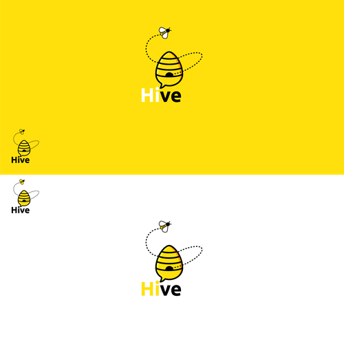 Beehive logo with the title 'Logo concept for bee themed social platform'