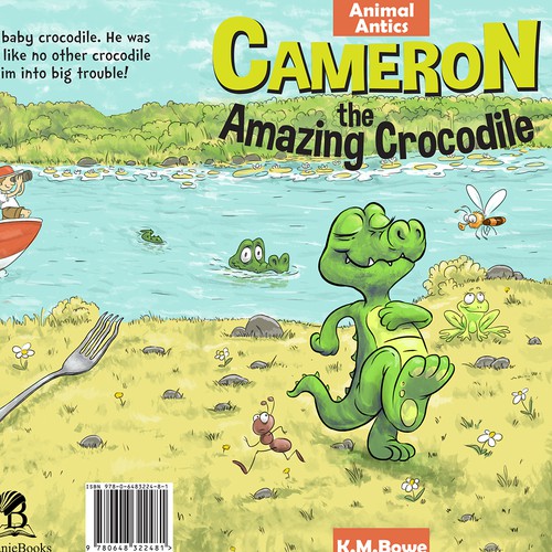 Comic book cover with the title 'Cameron The Amazing Crocodile book cover'