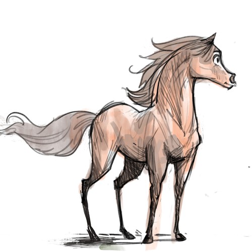 Horse artwork with the title 'Character Design  (Arabian Horse)'