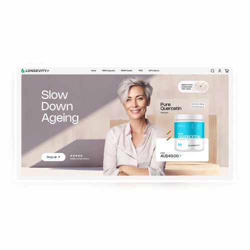 Luxury website with the title 'Longevity Plus'