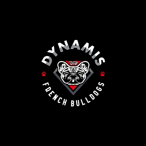 French bulldog logo with the title 'Dynamis French Bulldogs'