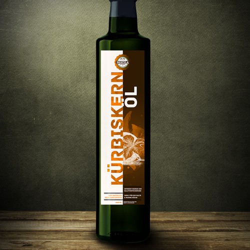 Oil label with the title 'Label for pumpkin seed oil'