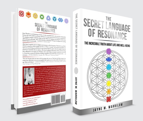Meditation book cover with the title 'Design a book cover for my latest book "The Secret Language of Resonance "'