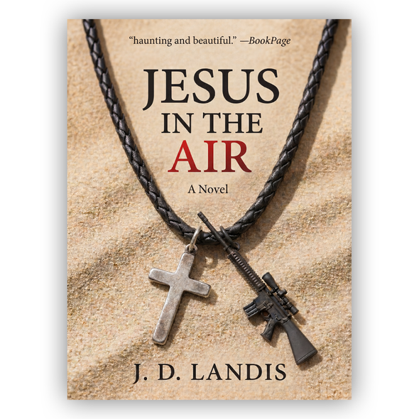 Necklace design with the title 'Design a literary book cover for Jesus in the Air'