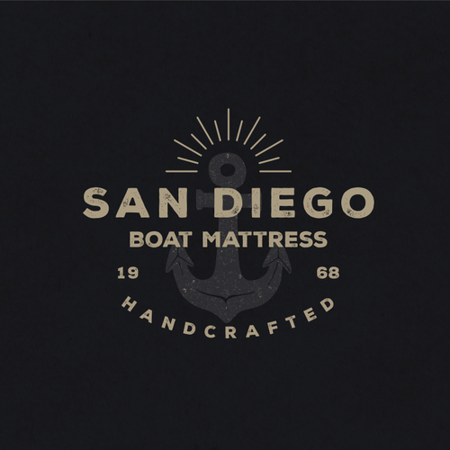Anchor logo with the title 'vintage logo for san diego boat mattress'