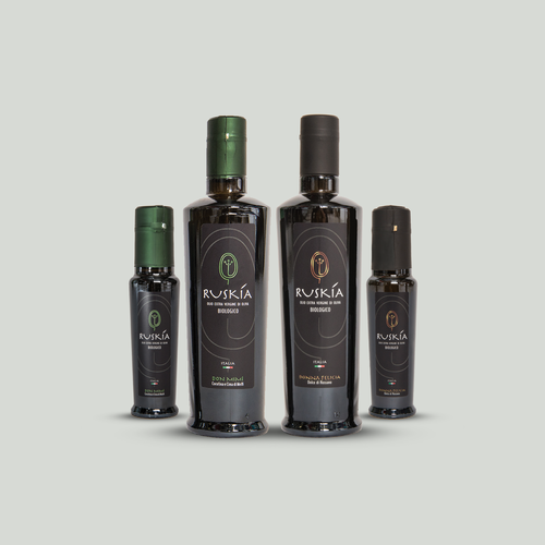 Bottle brand with the title 'Branding for Olio Ruskia'