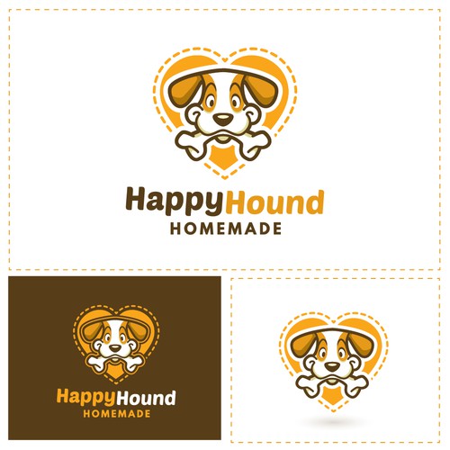 Puppy logo with the title 'Logo concept for a pet food company'