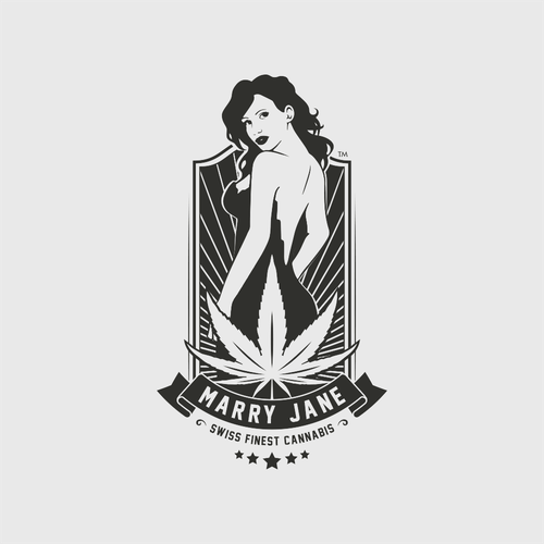 Swiss design with the title 'Marry Jane Swiss Finest Cannabis Logo'