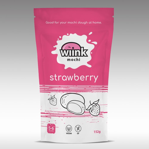 Line art packaging with the title 'Minimal packaging design for D.I.Y. Mochi'