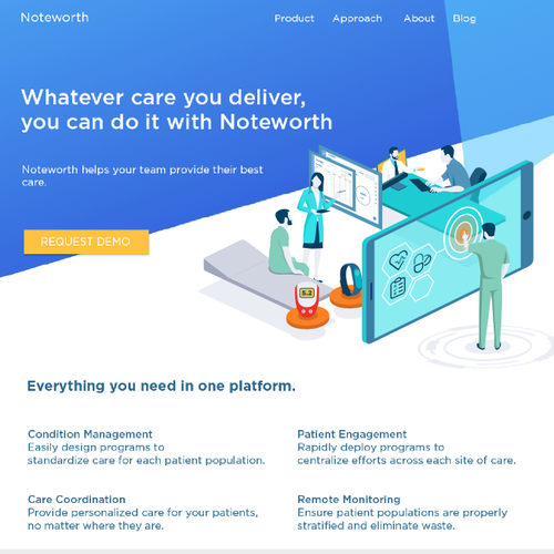 Medical artwork with the title 'Hero Illustration for Medical tech company'