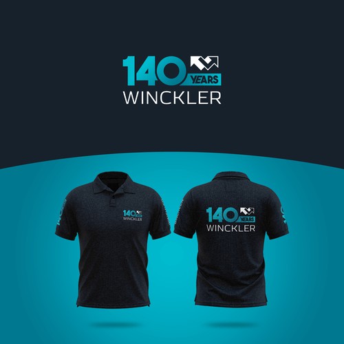 Polo shirt design with the title '140 Years Anniversary Logo & Polo Shirt Design for WINCKLER'
