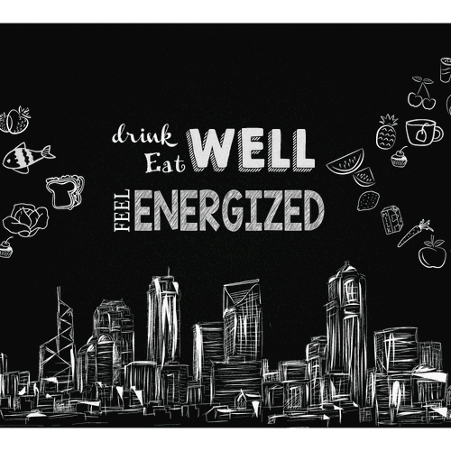 Cafe illustration with the title 'chalkboard theme cafe wallpaper'