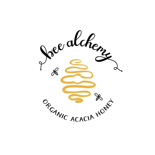 Beehive logo with the title 'Logo design for organic honey products'