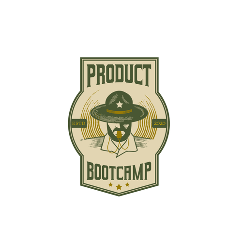 Patch logo with the title 'Product Bootcamp Vintage Logo Concept'