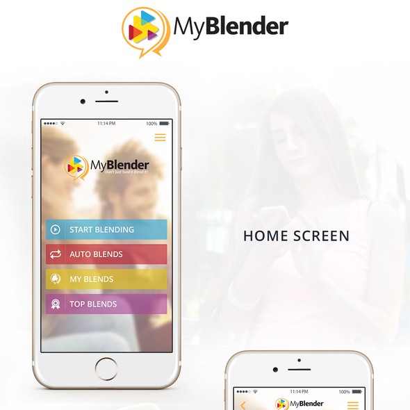 Image design with the title 'MyBlender-IPhone App Design'