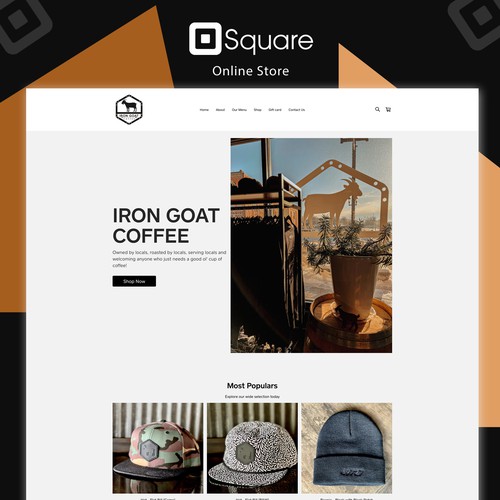 Online shop design with the title 'Square online store'