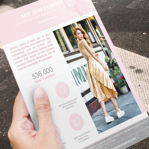 Blogger design with the title 'Updated Blogger Media Kit'