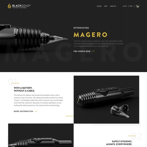 Black and white website with the title 'Tattoo-System Website'