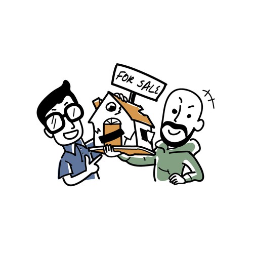 Doodle design with the title 'Hand drawn, doodle like illustration for real estate company'