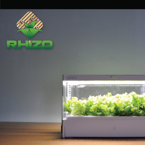 Pen tool logo with the title 'RHIZO'