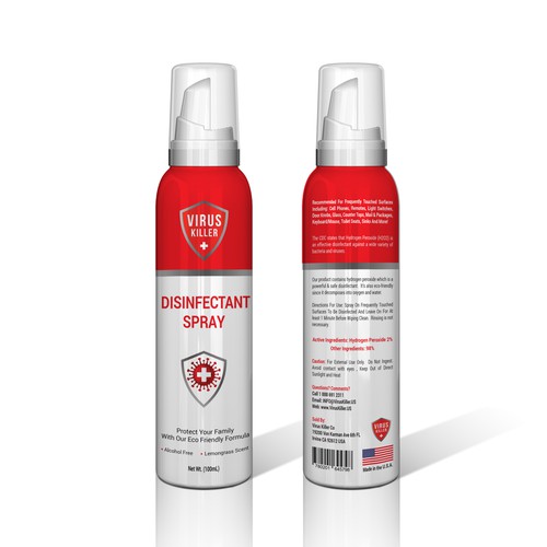 Medical label with the title 'Label design for Virus Disinfectant'
