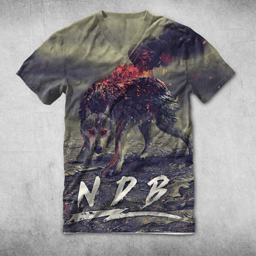 Wolf artwork with the title 'NDB oil drilling team epic art work tshirt'