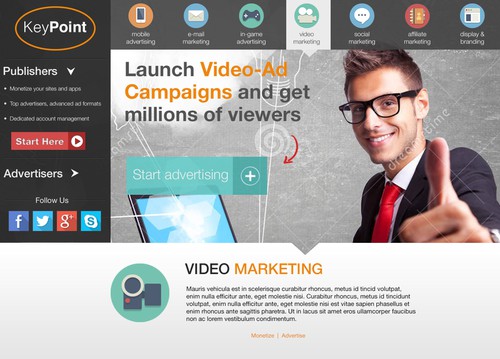 Redesigned website with the title 'Key Point - Ad Network Home Page'