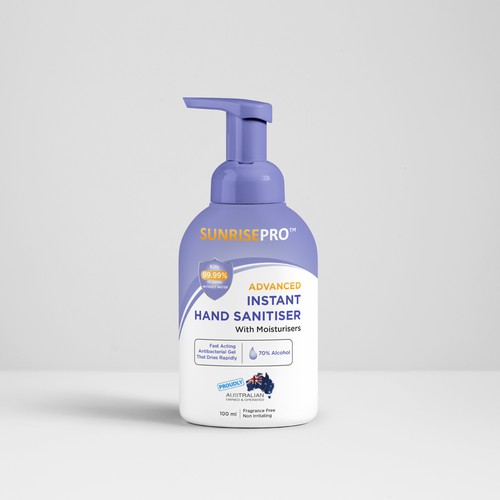 Medical label with the title 'Instant Hand Sanitiser Label'