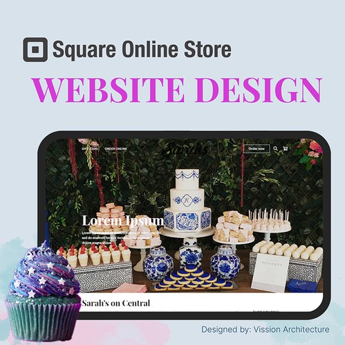 Cupcake design with the title 'SQUARE ONLINE STORE | for Sarah's Cake'