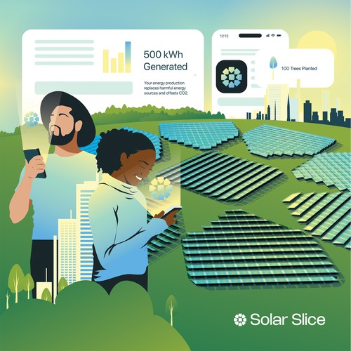 Solar panel design with the title 'Brand Identity Illustration for Solar Slice'