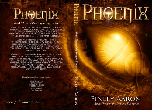 Dragon book cover with the title 'Book Covers for the first 3 books in my YA urban fantasy series, Dragon Eye—more books to come!'