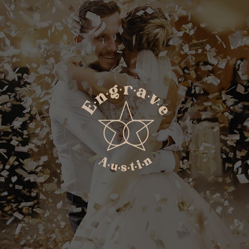 Bride and groom logo with the title 'Engrave Austin'